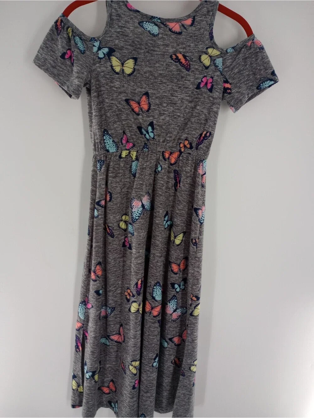 SO Girls Size 10 Dress Cold Shoulder Butterflies 065